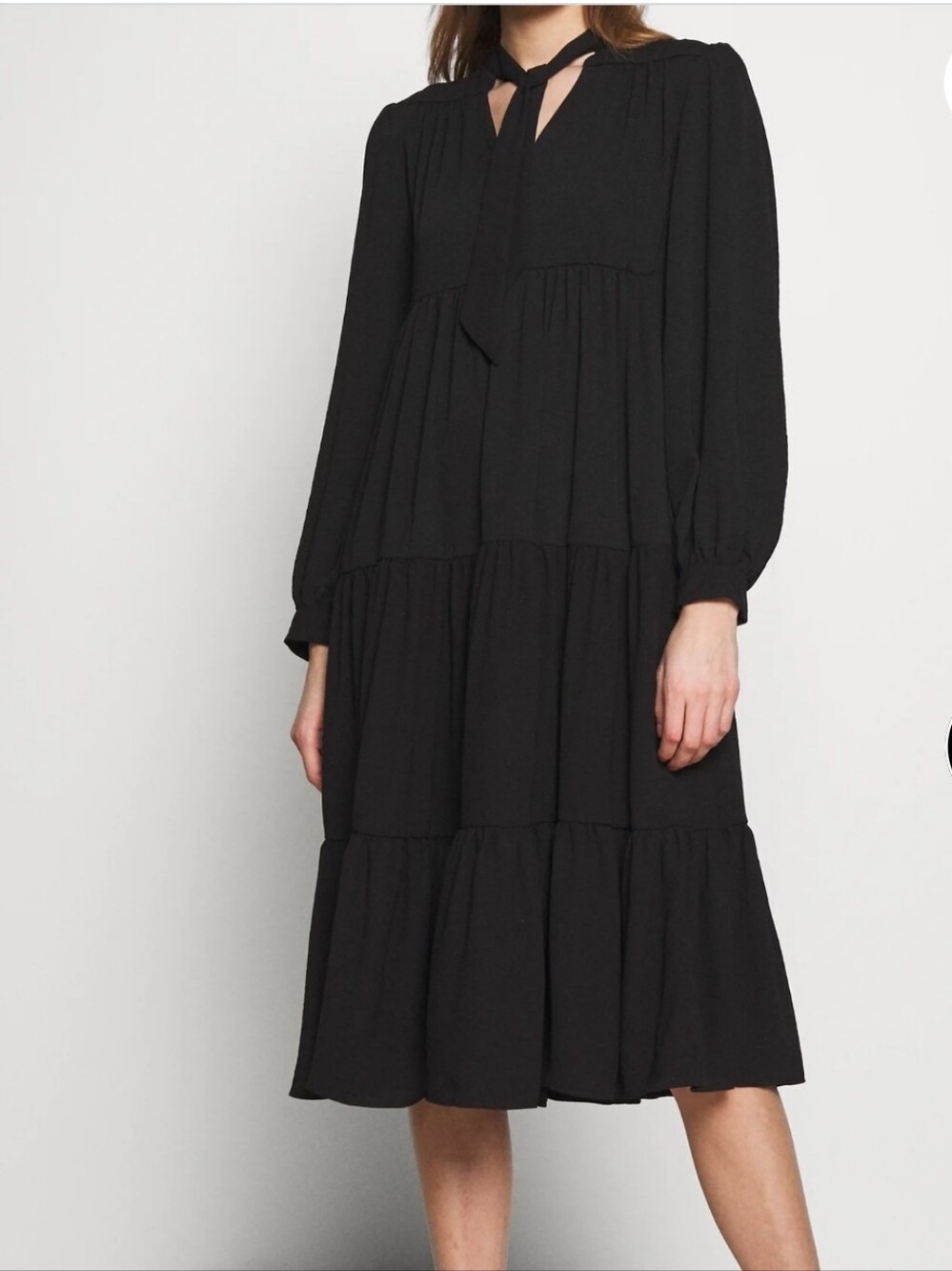 Topshop Black Tired Neck Tie Day Dress Size 8